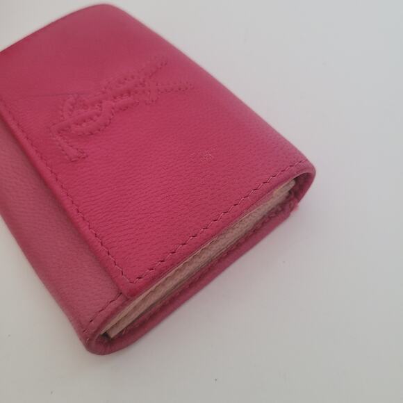 Yves Saint Lauren YSL Leather Calfskin Pink Wallet Small Card Coin Holder Logo - Picture 13 of 14